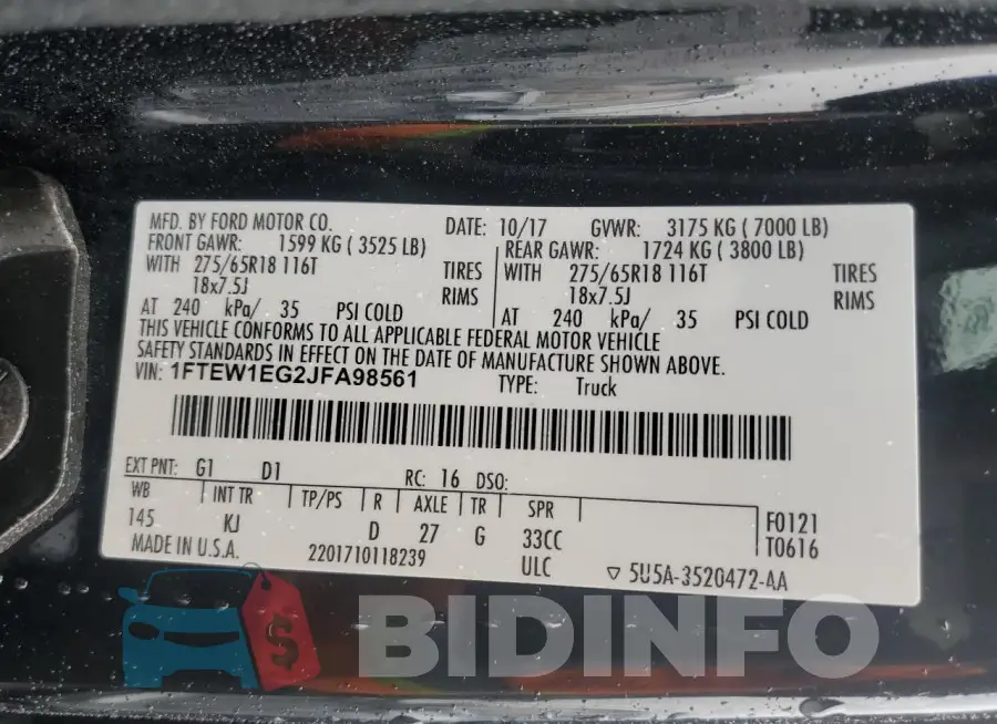 1FTEW1EG2JFA98561 Photo# 12