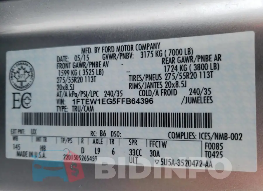 1FTEW1EG5FFB64396 Photo# 12