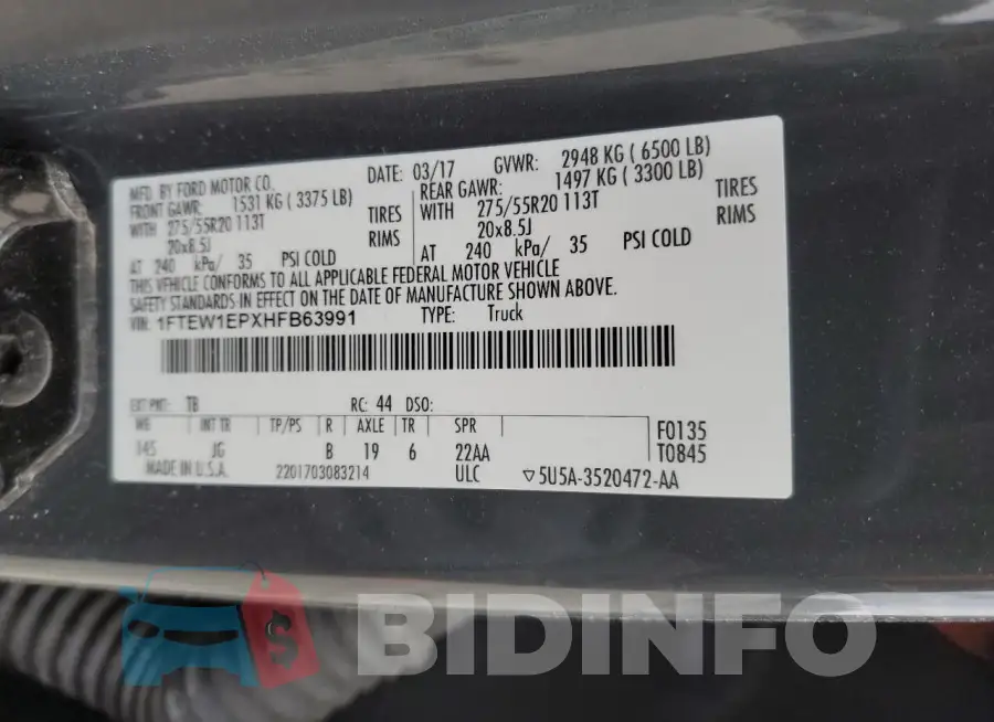 1FTEW1EPXHFB63991 Photo# 12