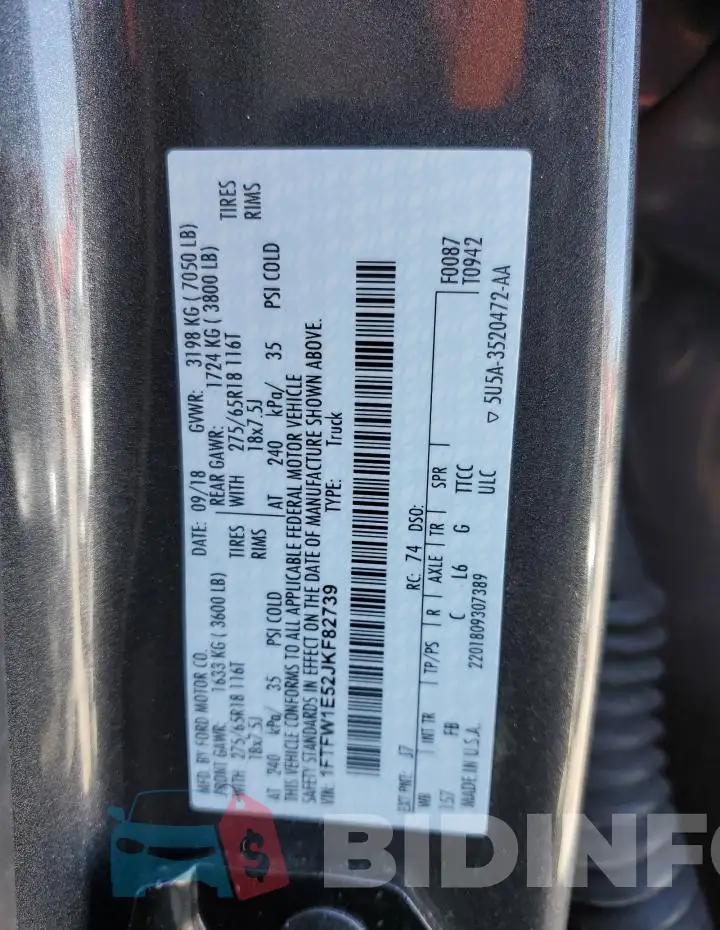 1FTFW1E52JKF82739 Photo# 12