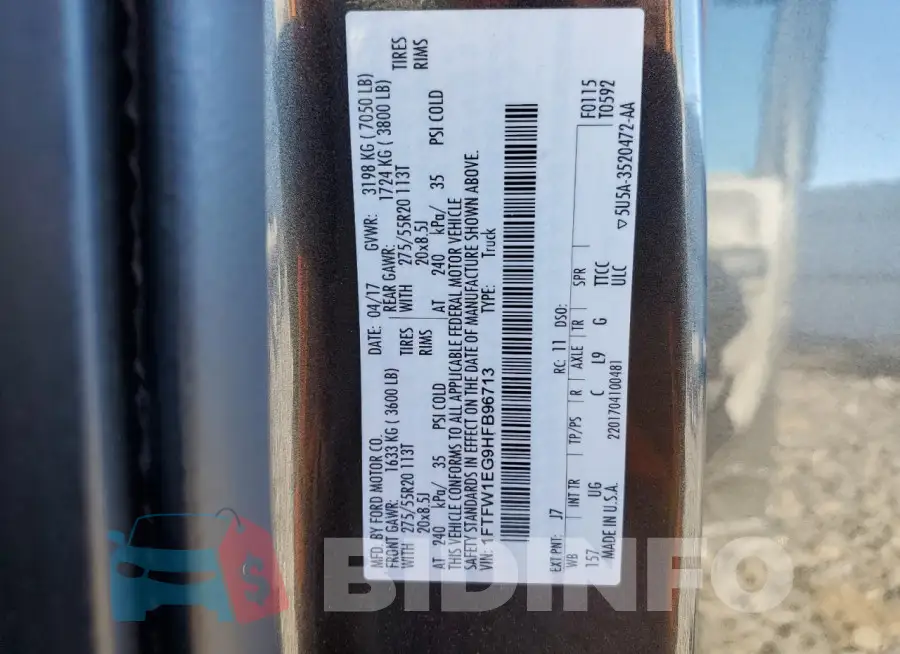 1FTFW1EG9HFB96713 Photo# 13