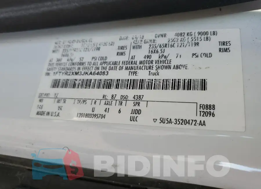 1FTYR2XM3JKA64083 Photo# 14