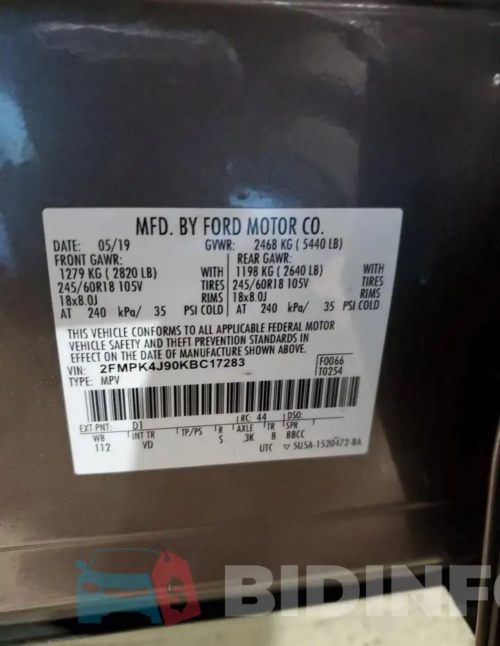 2FMPK4J90KBC17283 Photo# 13