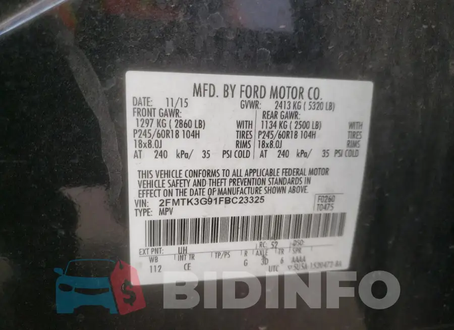 2FMTK3G91FBC23325 Photo# 14
