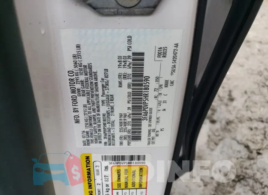3FA6P0VP5HR180590 Photo# 13