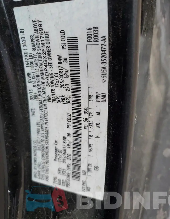 3FADP4GX2FM175997 Photo# 12
