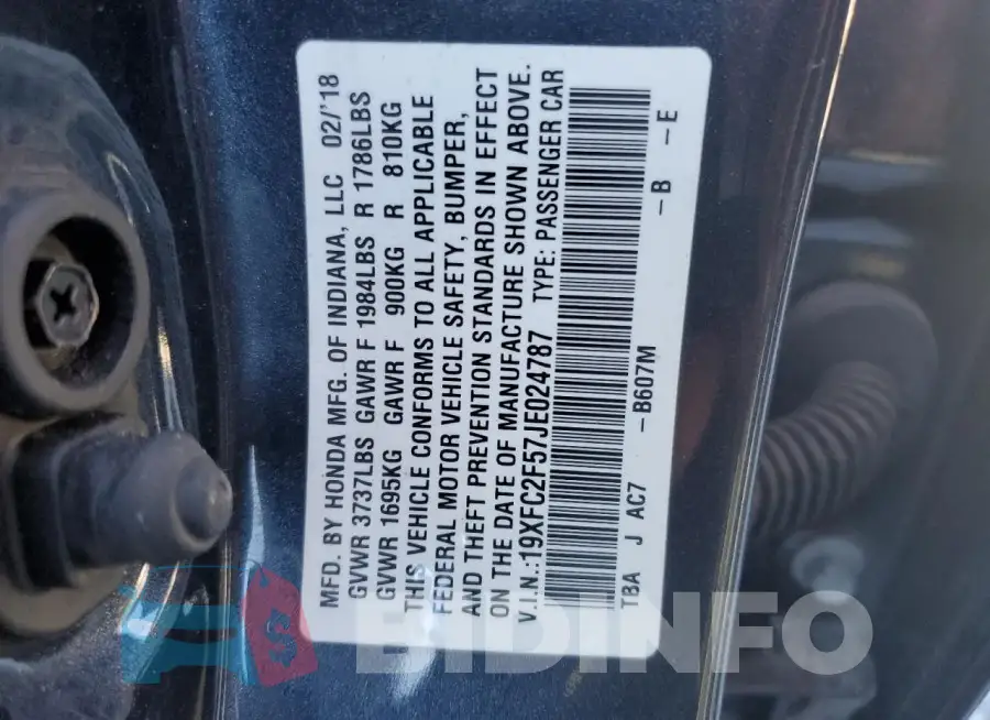 19XFC2F57JE024787 Photo# 12