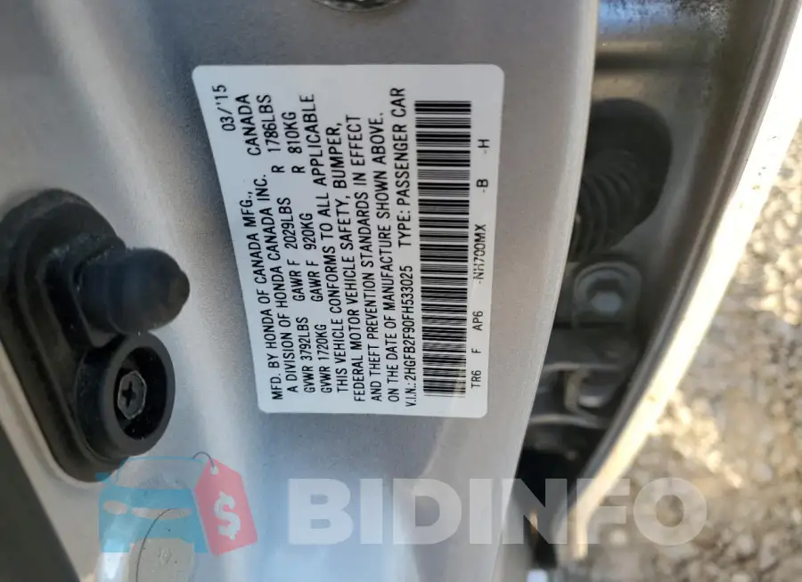 2HGFB2F90FH533025 Photo# 12