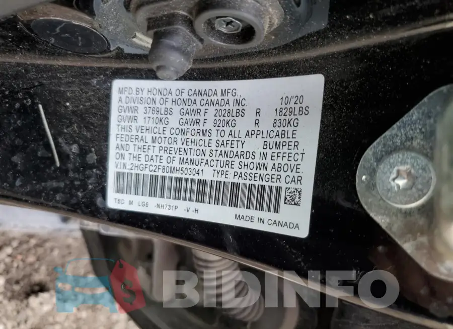 2HGFC2F80MH503041 Photo# 12
