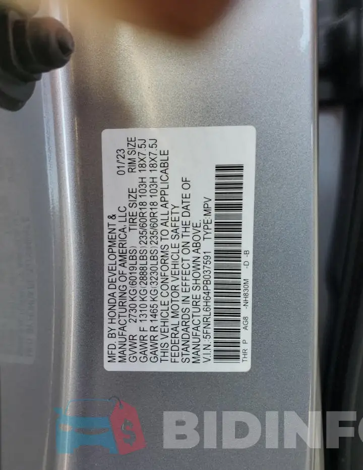 5FNRL6H64PB037591 Photo# 14