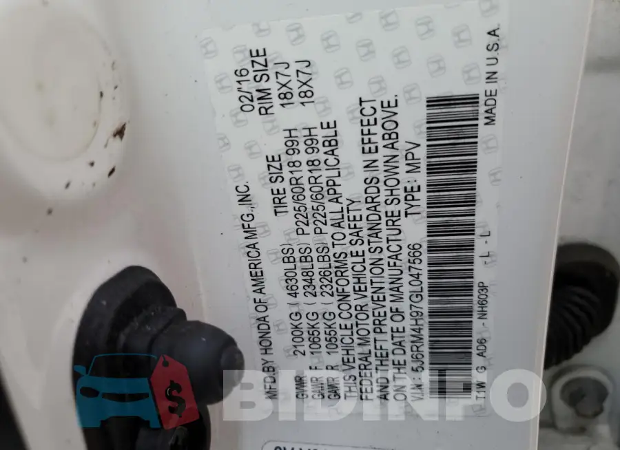 5J6RM4H97GL047566 Photo# 13