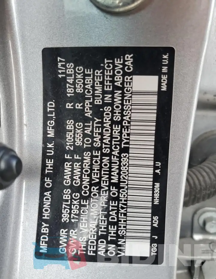SHHFK7H50JU208393 Photo# 12