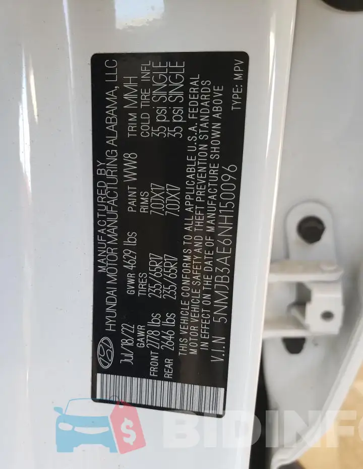 5NMJB3AE6NH150096 Photo# 12