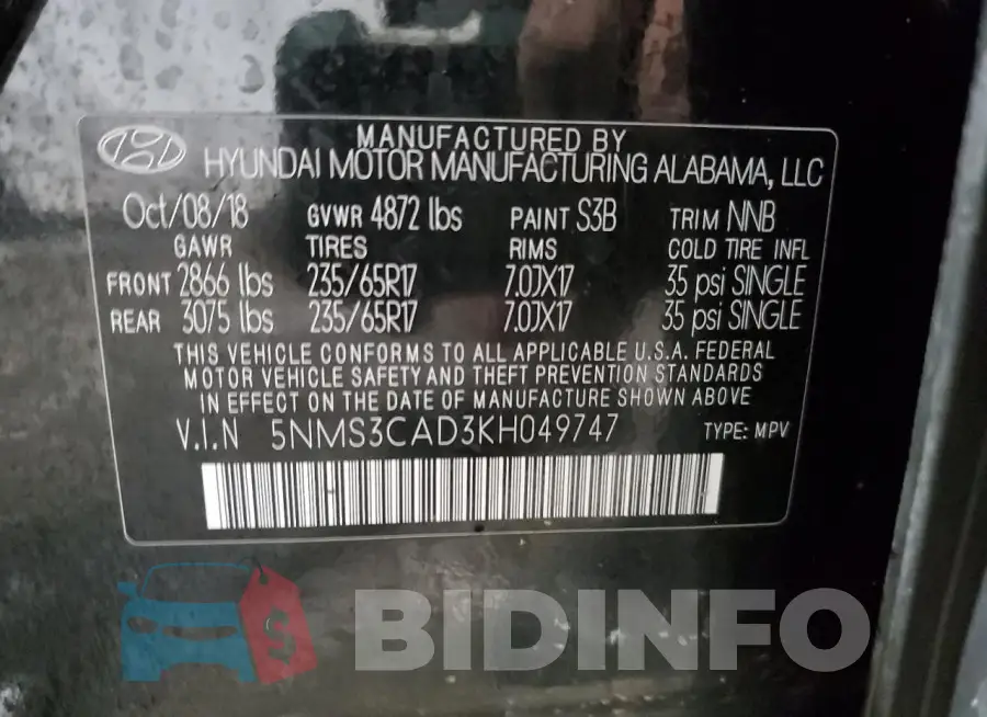 5NMS3CAD3KH049747 Photo# 14
