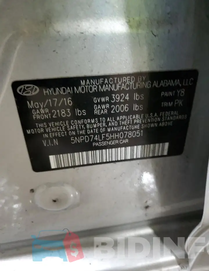 5NPD74LF5HH078051 Photo# 12