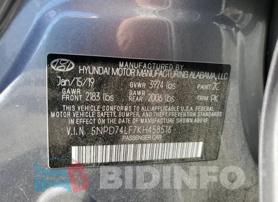 5NPD74LF7KH458516 Photo# 13