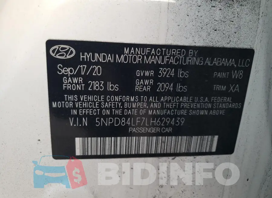 5NPD84LF7LH629439 Photo# 12