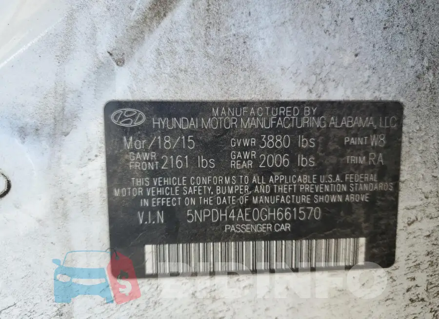 5NPDH4AE0GH661570 Photo# 12