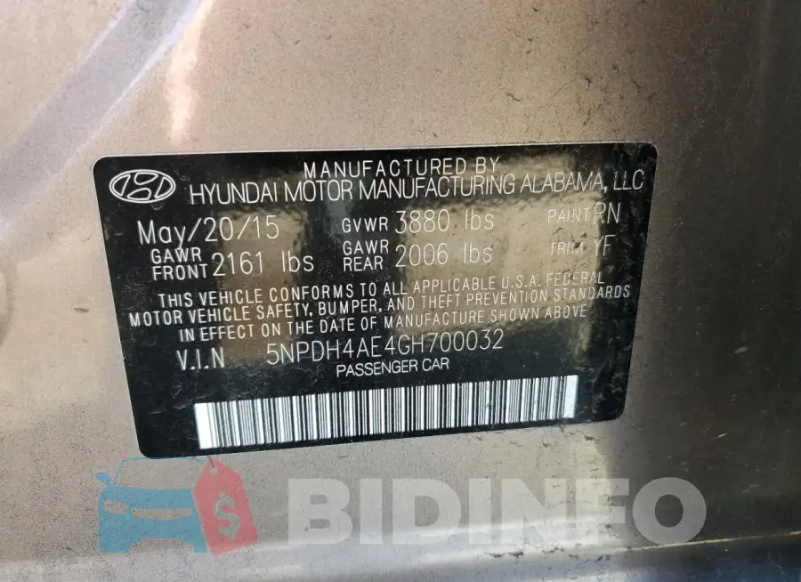 5NPDH4AE4GH700032 Photo# 12