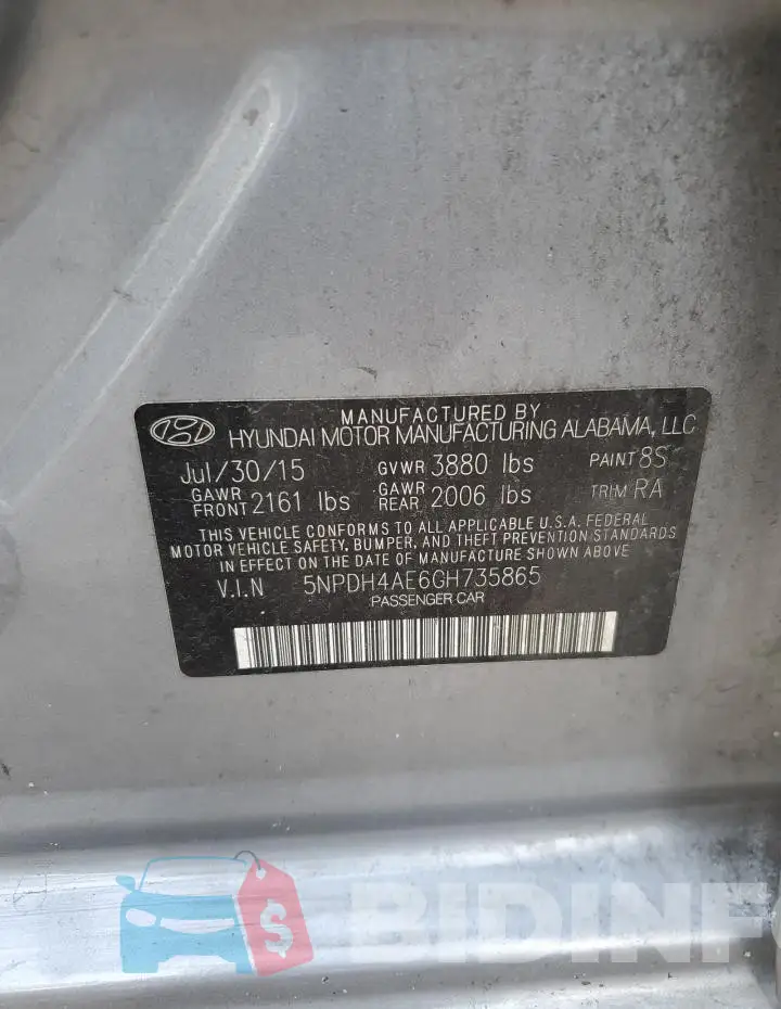 5NPDH4AE6GH735865 Photo# 13
