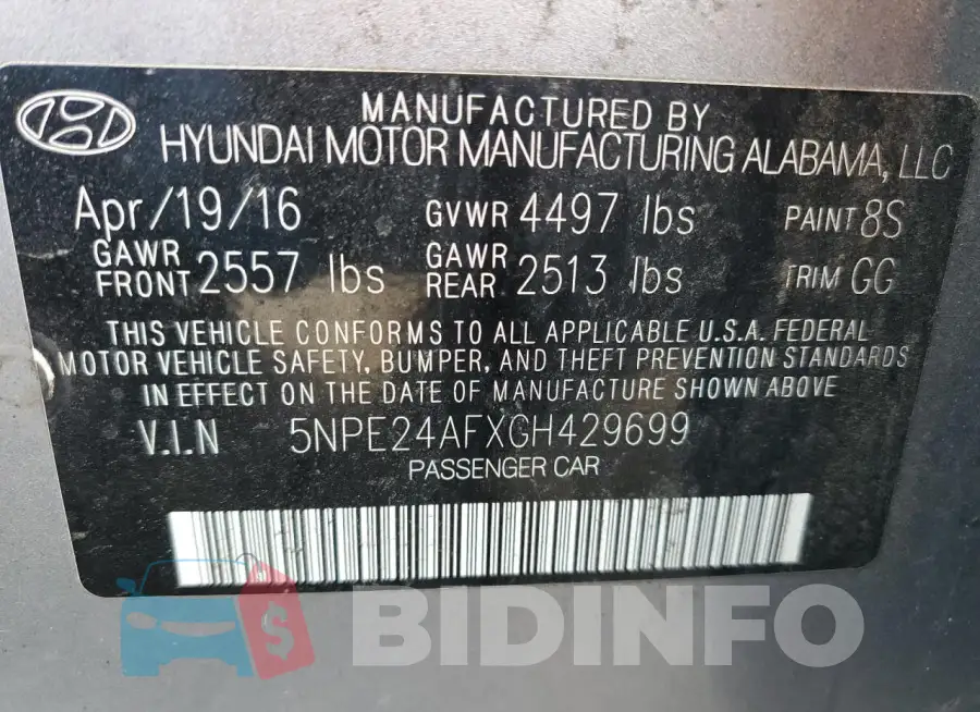 5NPE24AFXGH429699 Photo# 12