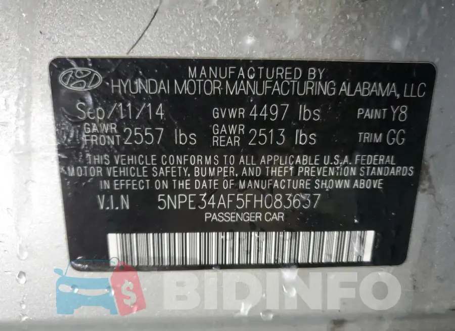 5NPE34AF5FH083637 Photo# 12