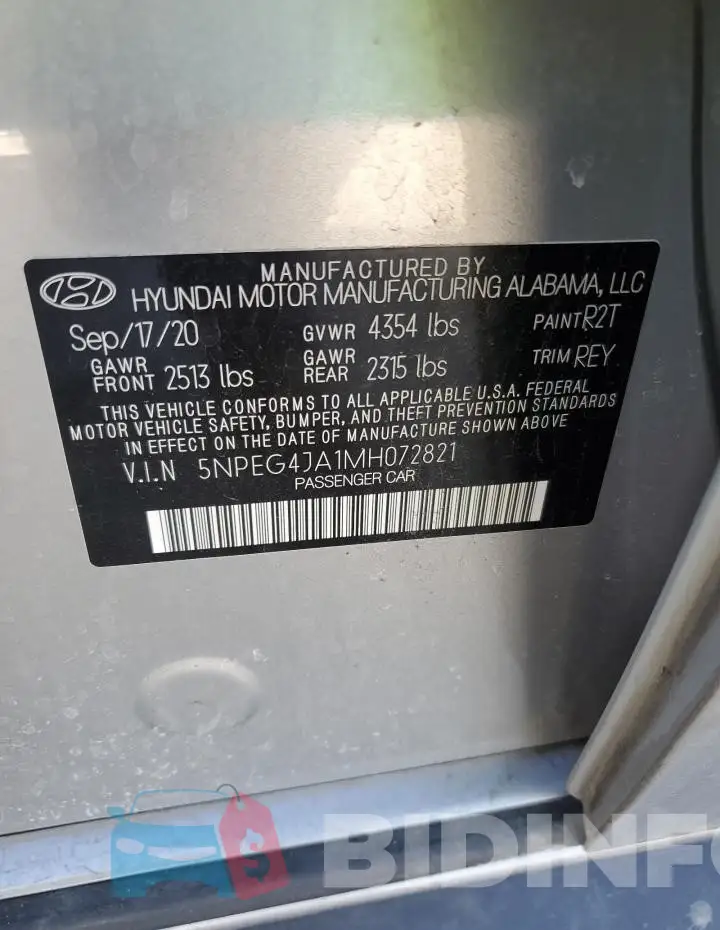 5NPEG4JA1MH072821 Photo# 12