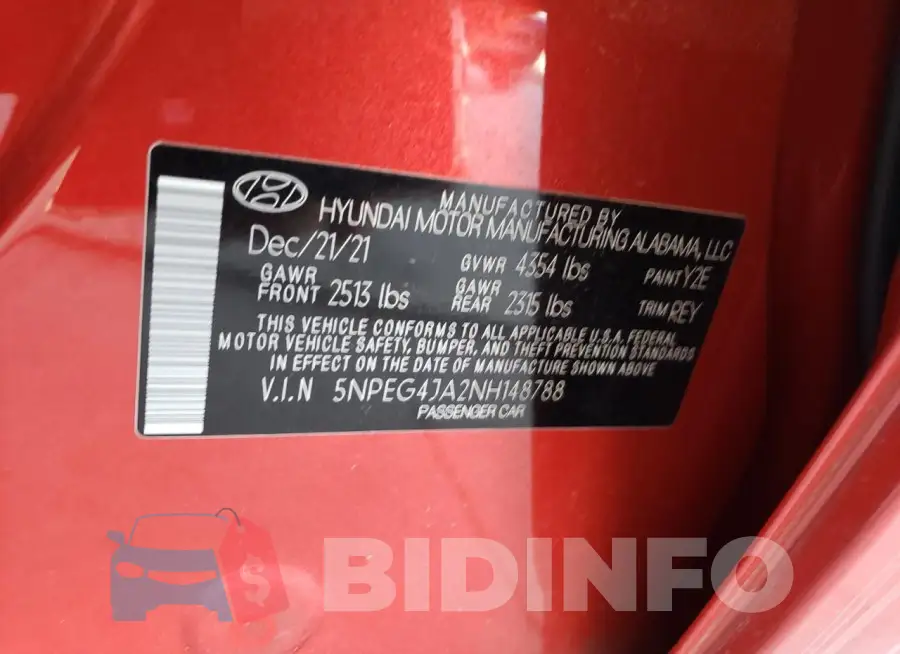 5NPEG4JA2NH148788 Photo# 12