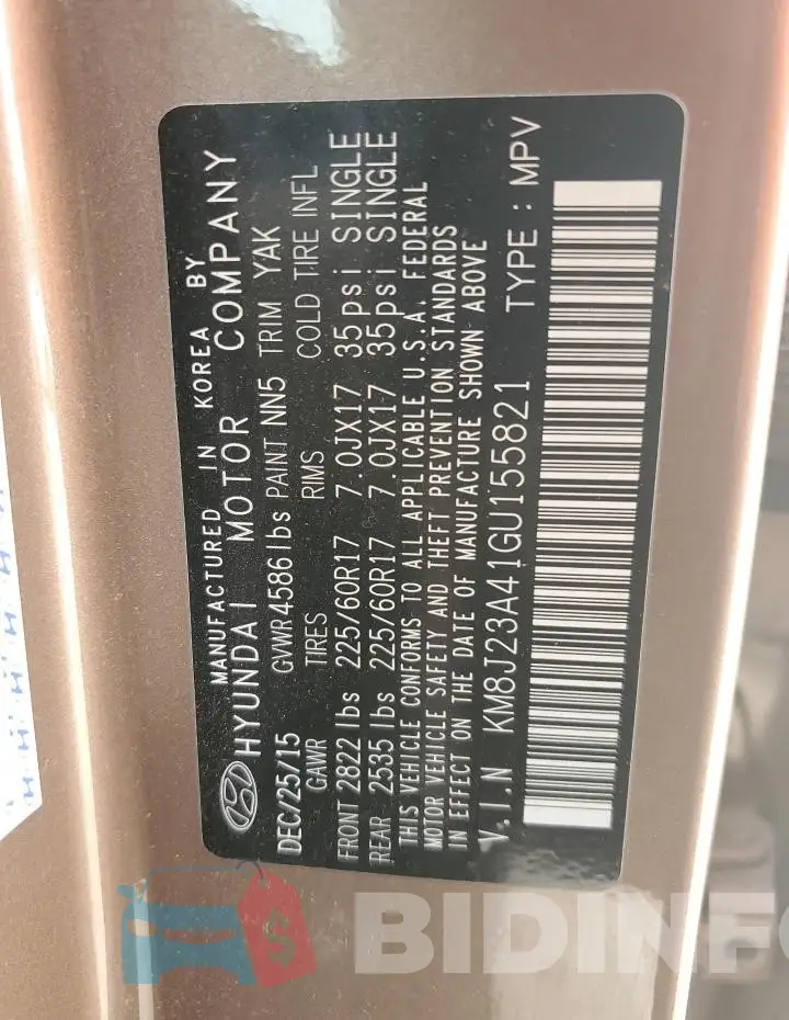 KM8J23A41GU155821 Photo# 12