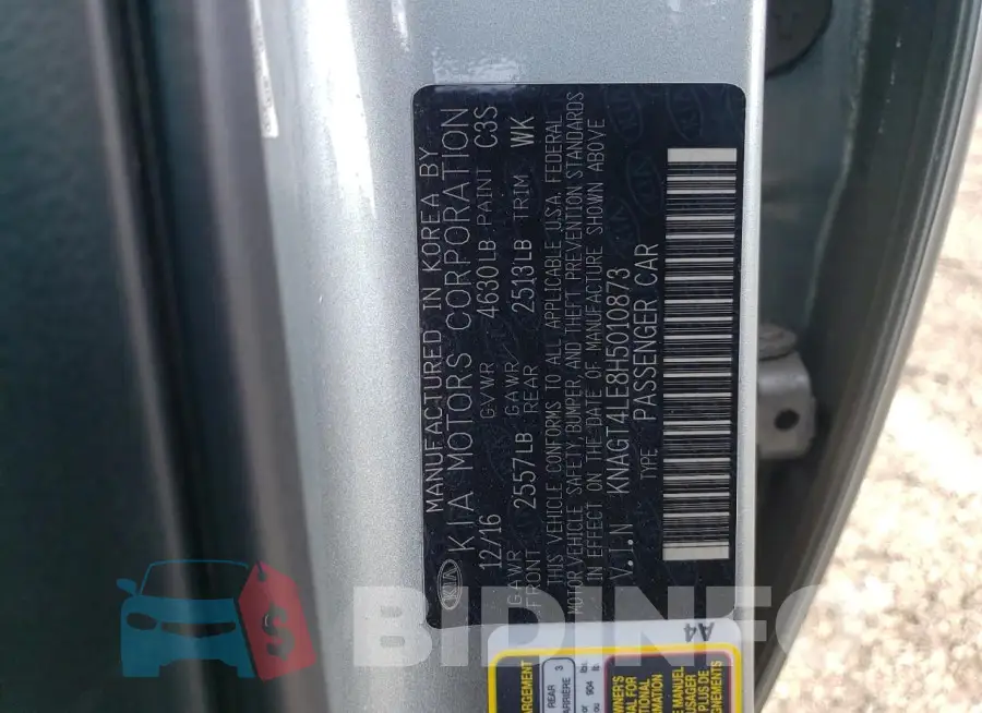 KNAGT4LE8H5010873 Photo# 12