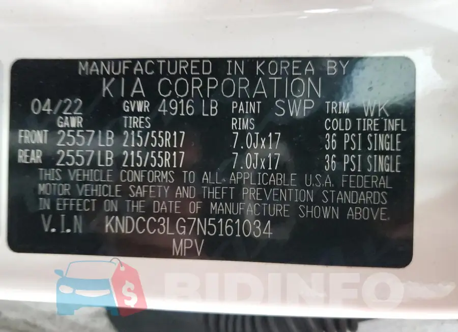 KNDCC3LG7N5161034 Photo# 12