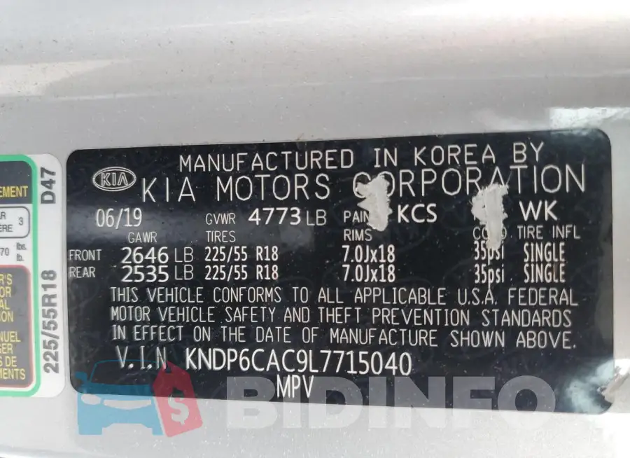 KNDP6CAC9L7715040 Photo# 13