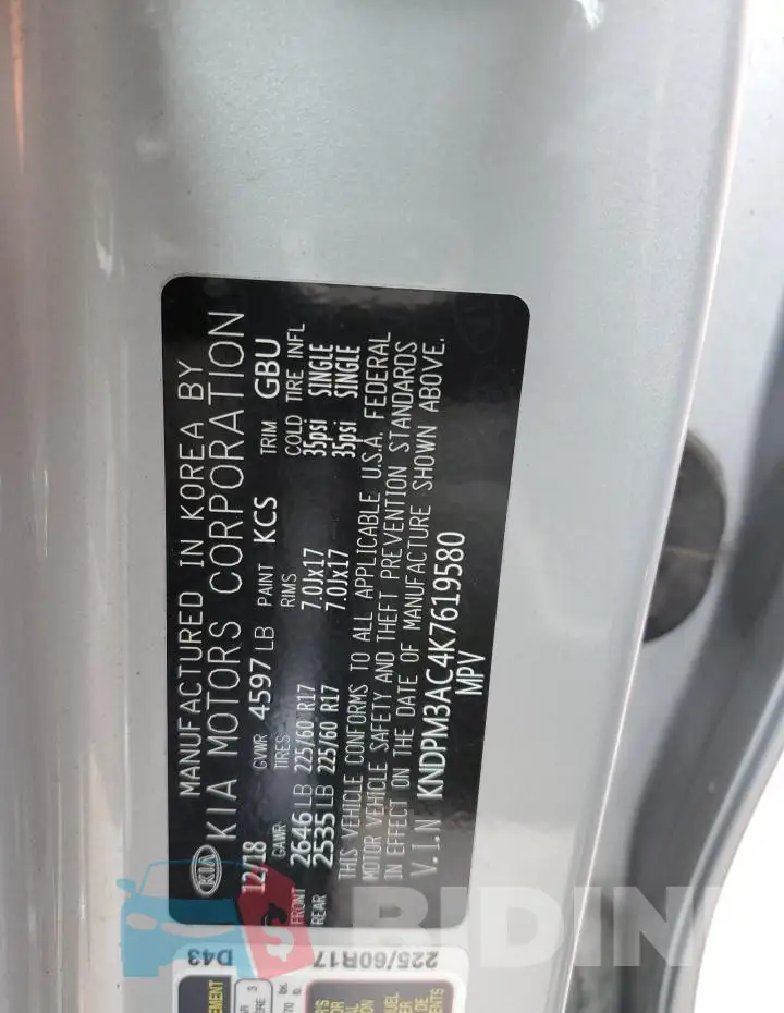 KNDPM3AC4K7619580 Photo# 13