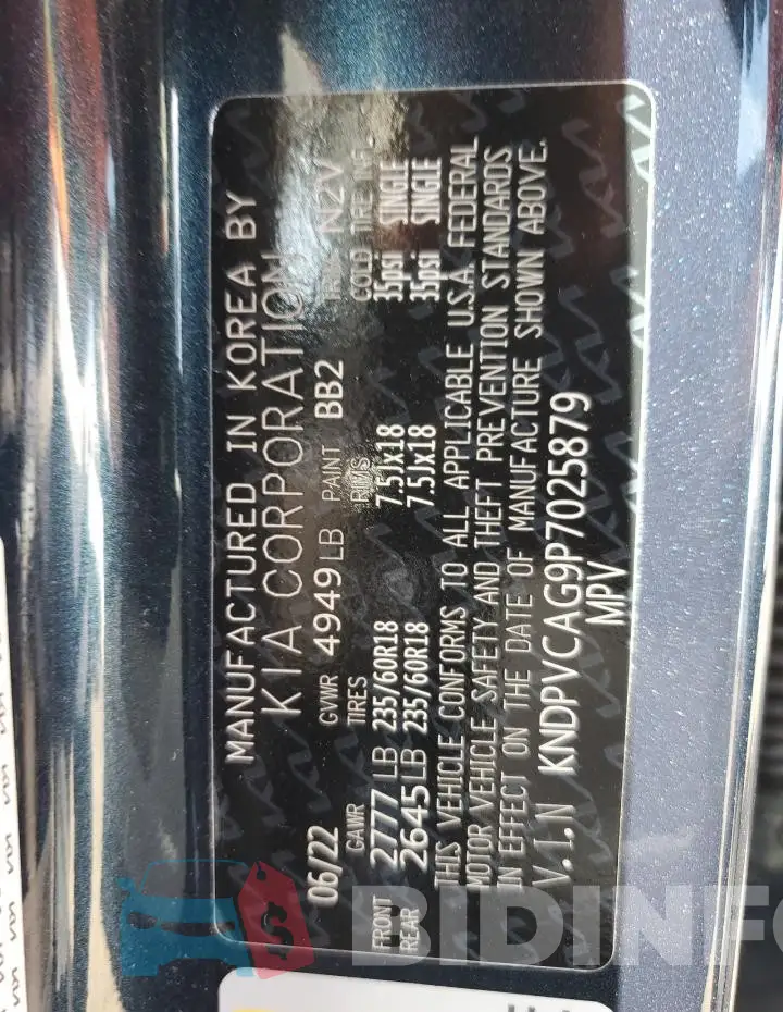 KNDPVCAG9P7025879 Photo# 12