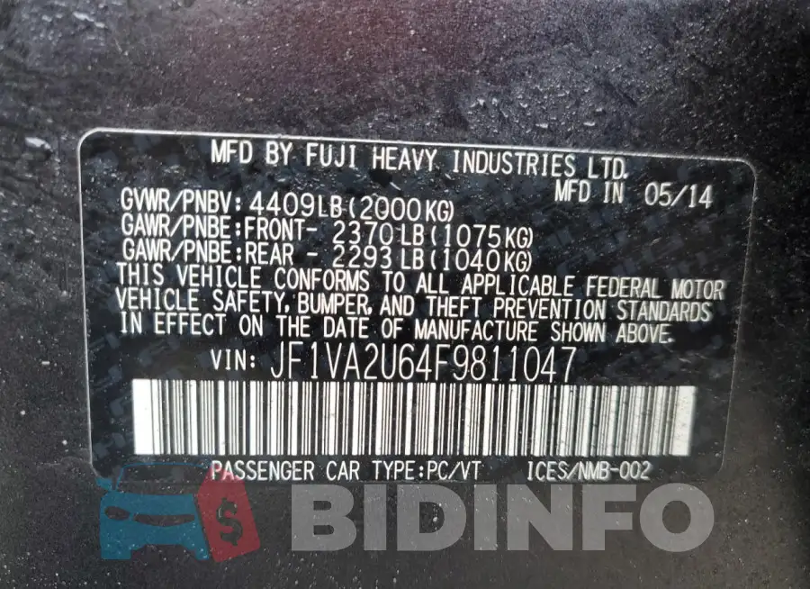 JF1VA2U64F9811047 Photo# 12