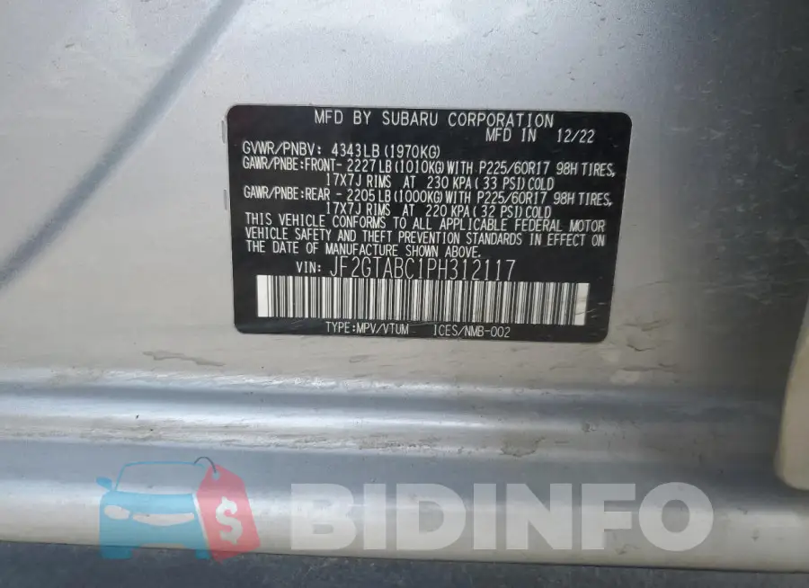 JF2GTABC1PH312117 Photo# 13