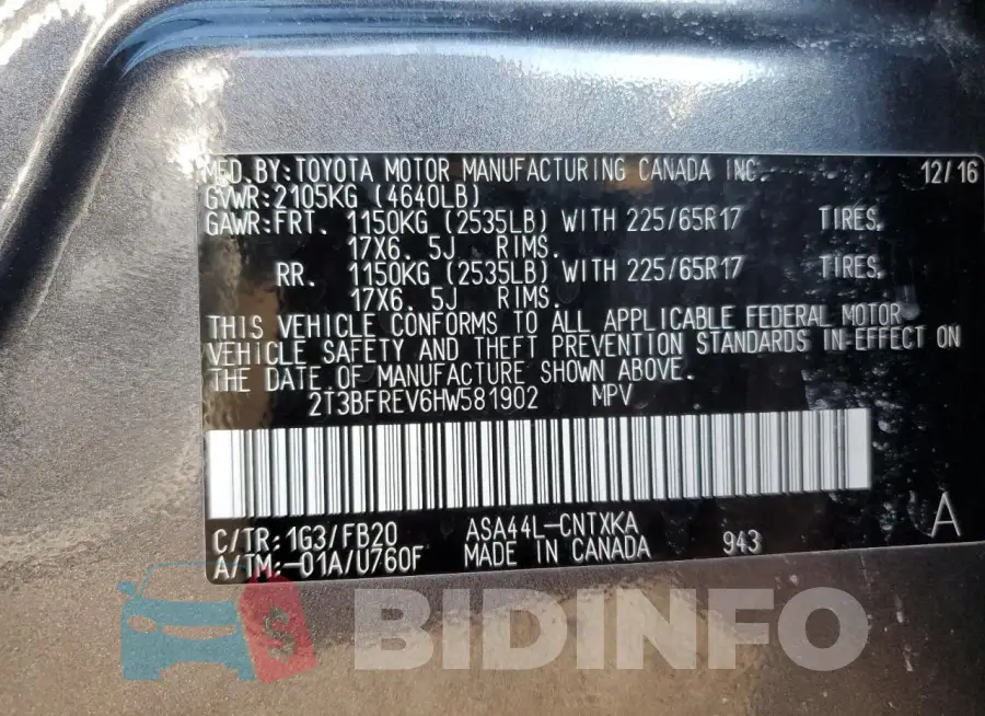 2T3BFREV6HW581902 Photo# 13