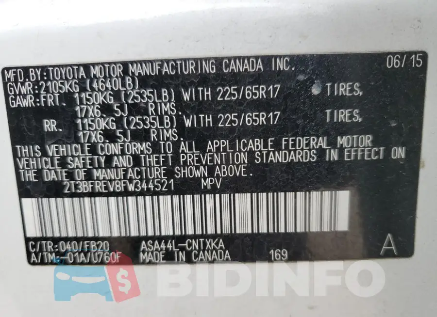 2T3BFREV8FW344521 Photo# 12