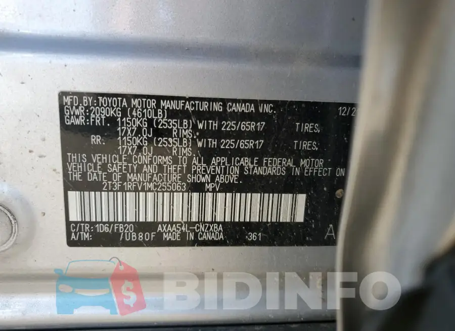 2T3F1RFV1MC255063 Photo# 14