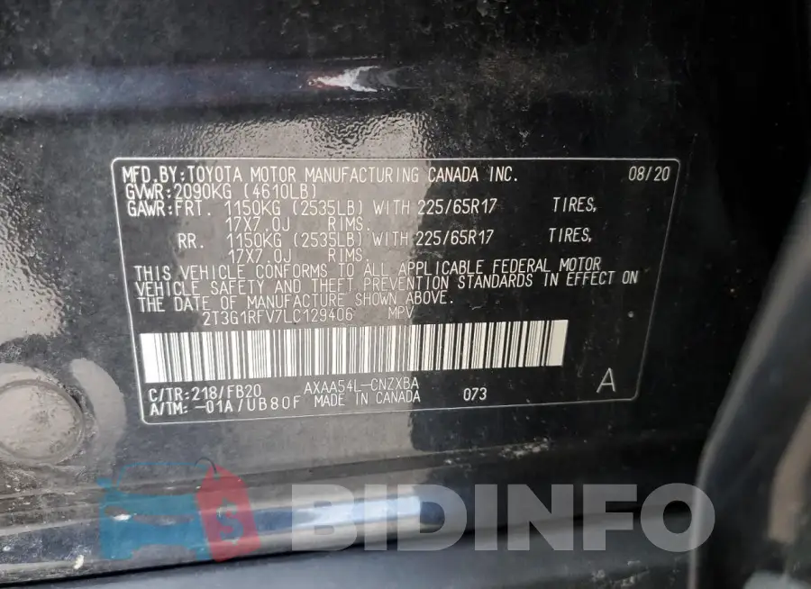 2T3G1RFV7LC129406 Photo# 13