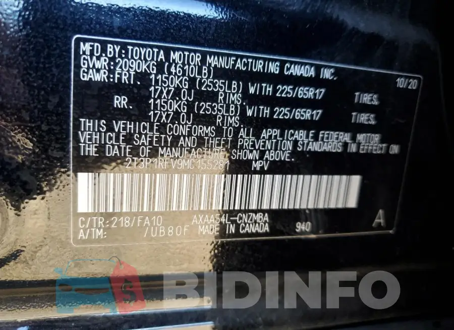 2T3P1RFV9MC155281 Photo# 13