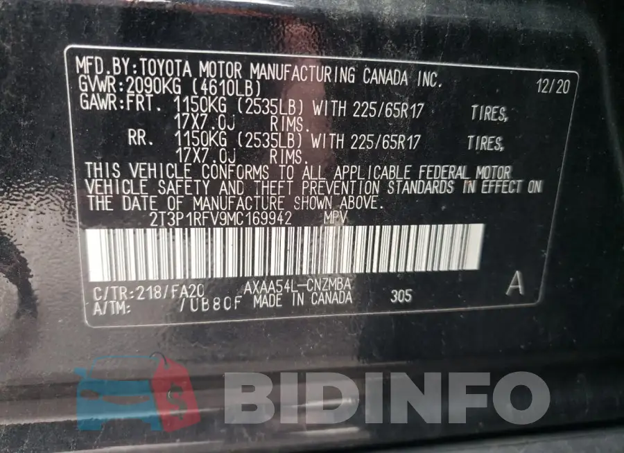 2T3P1RFV9MC169942 Photo# 13