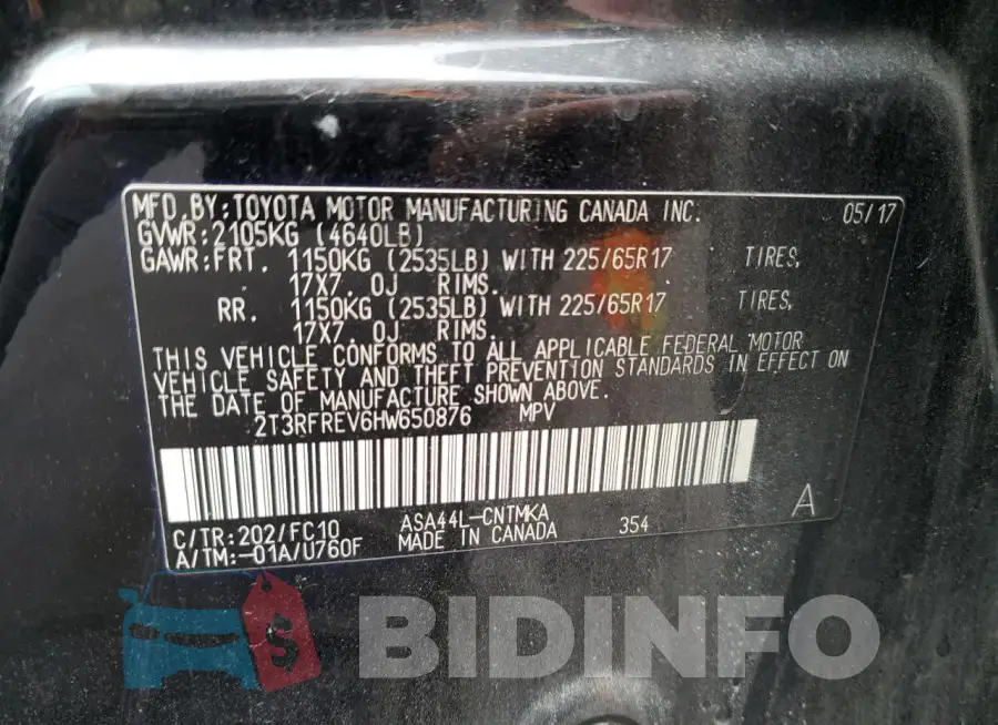2T3RFREV6HW650876 Photo# 12
