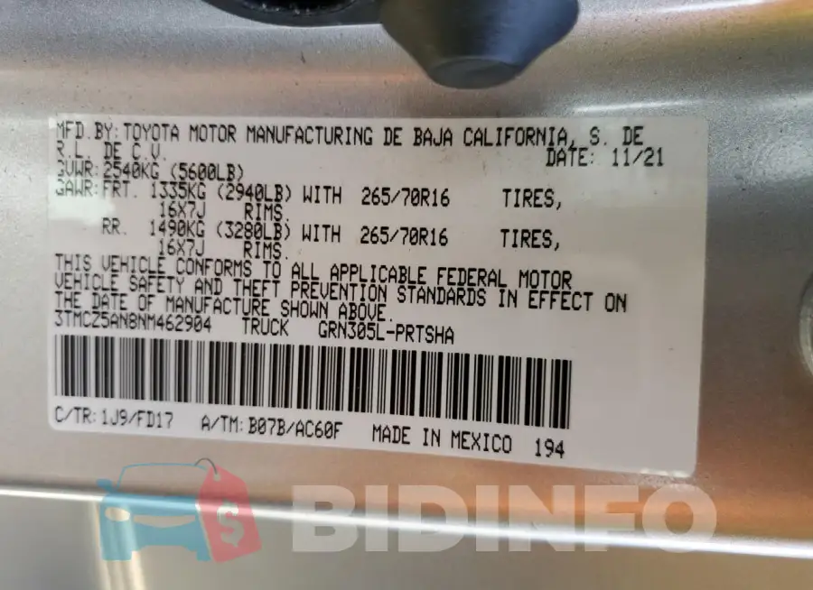 3TMCZ5AN8NM462904 Photo# 13