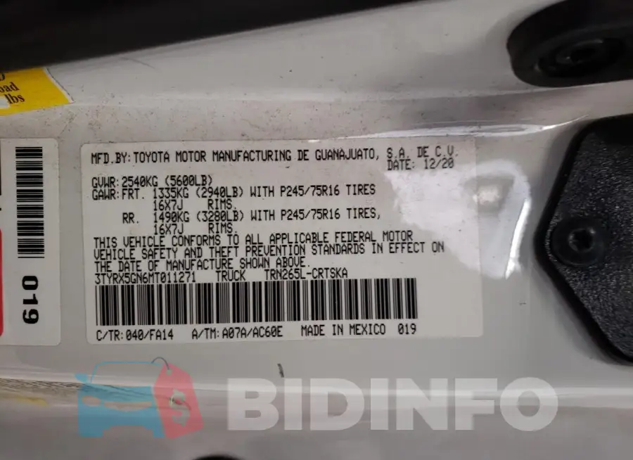3TYRX5GN6MT011271 Photo# 12