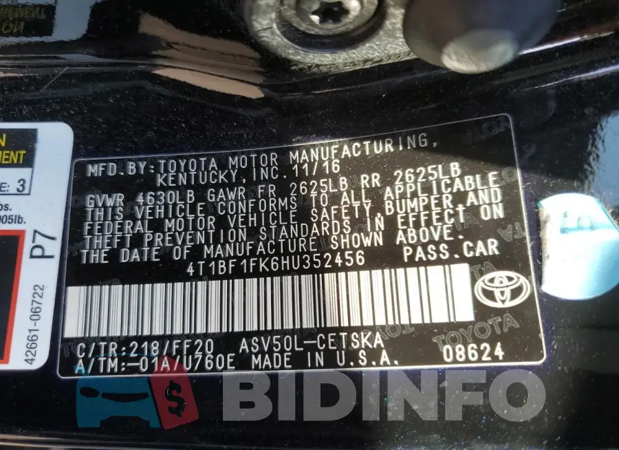 4T1BF1FK6HU352456 Photo# 12