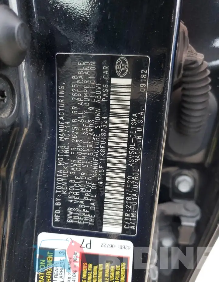 4T1BF1FK8FU487824 Photo# 13
