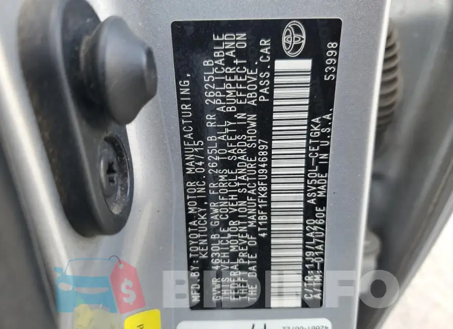 4T1BF1FK8FU946897 Photo# 12