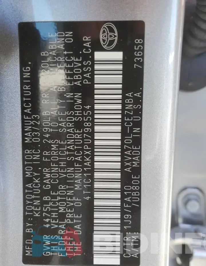 4T1C11AKXPU798554 Photo# 13