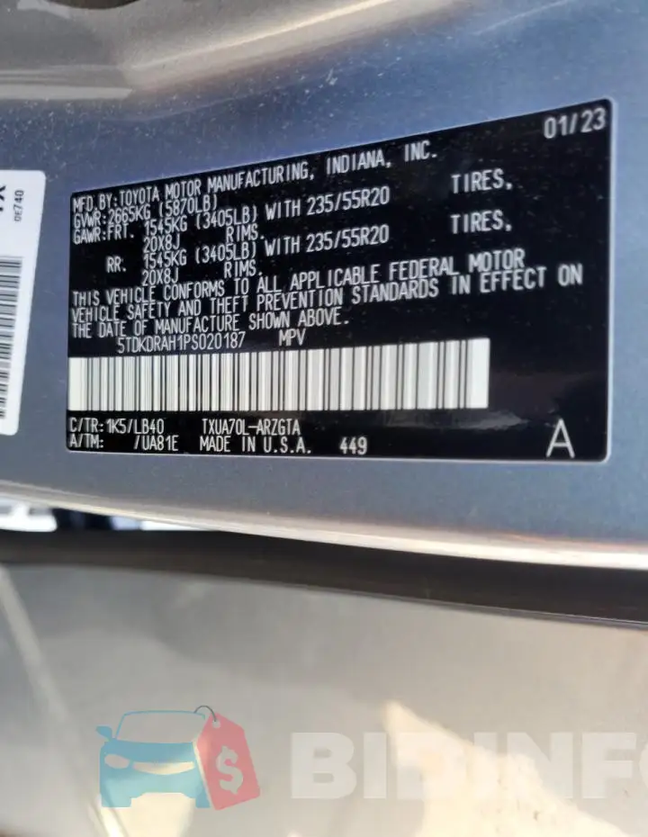 5TDKDRAH1PS020187 Photo# 12